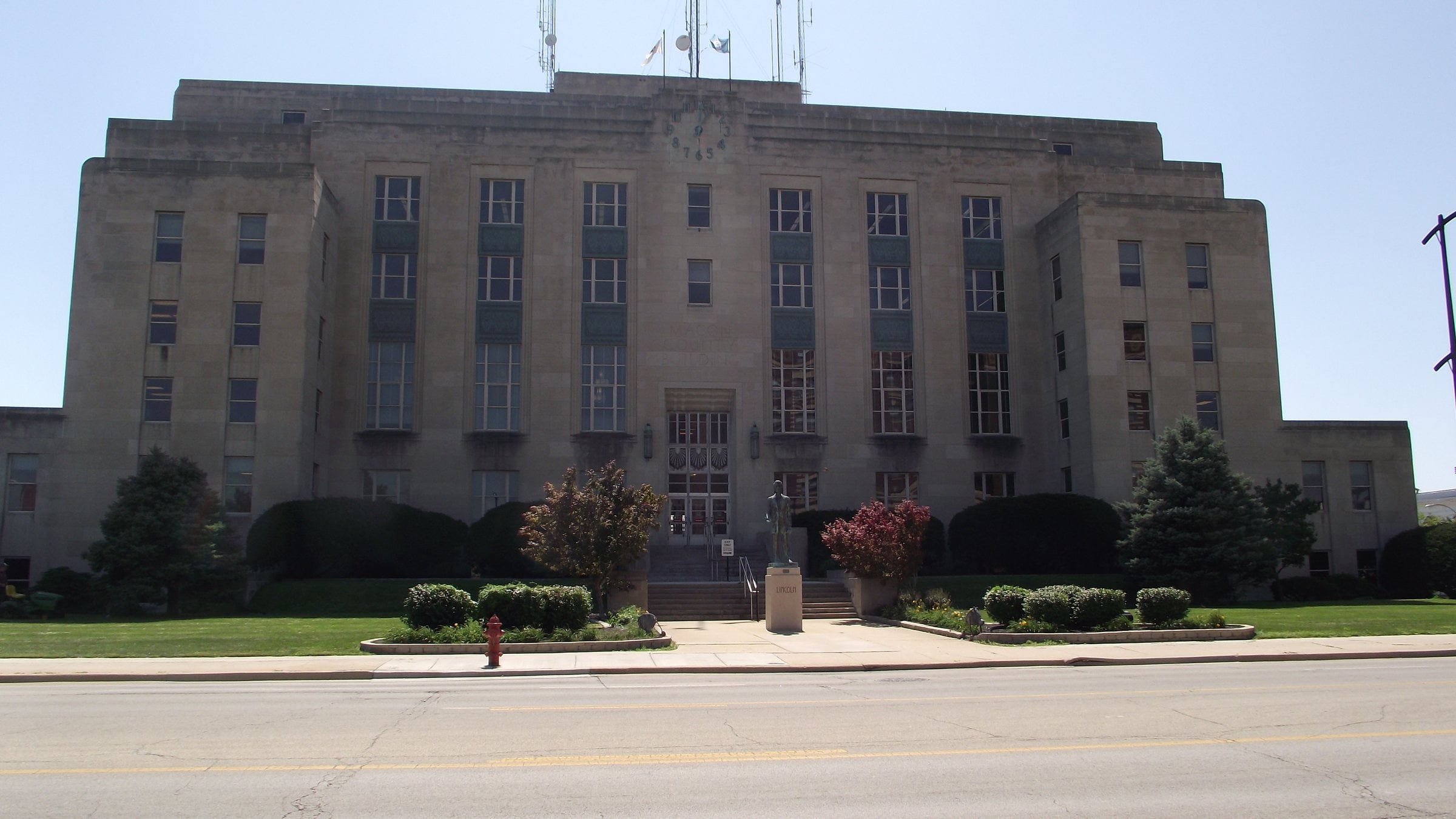 The Macon County Courthouse on East Wood Street in downtown Decatur, Illinois