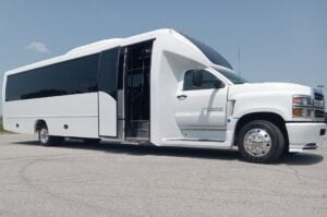 White executive shuttle coach